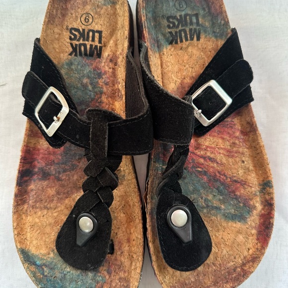 Muk Luks Shoes - Muk Luks Black Sandals with Cork Sole size 9 #2